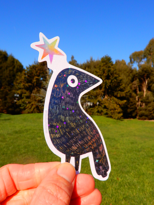 Starry Crow holographic sticker