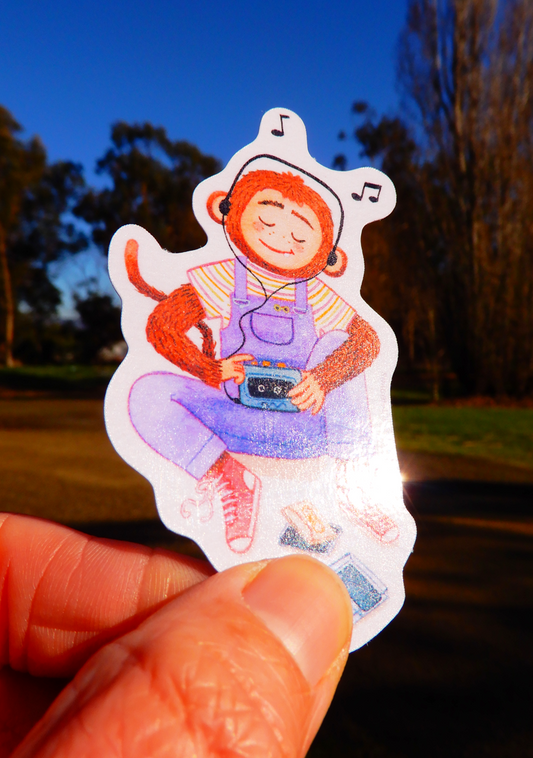 90's Monkey glossy sticker