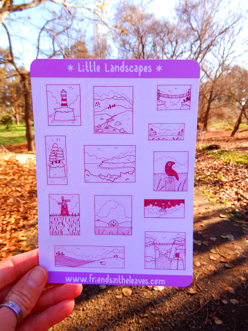 Little Landscapes stamp sticker sheet