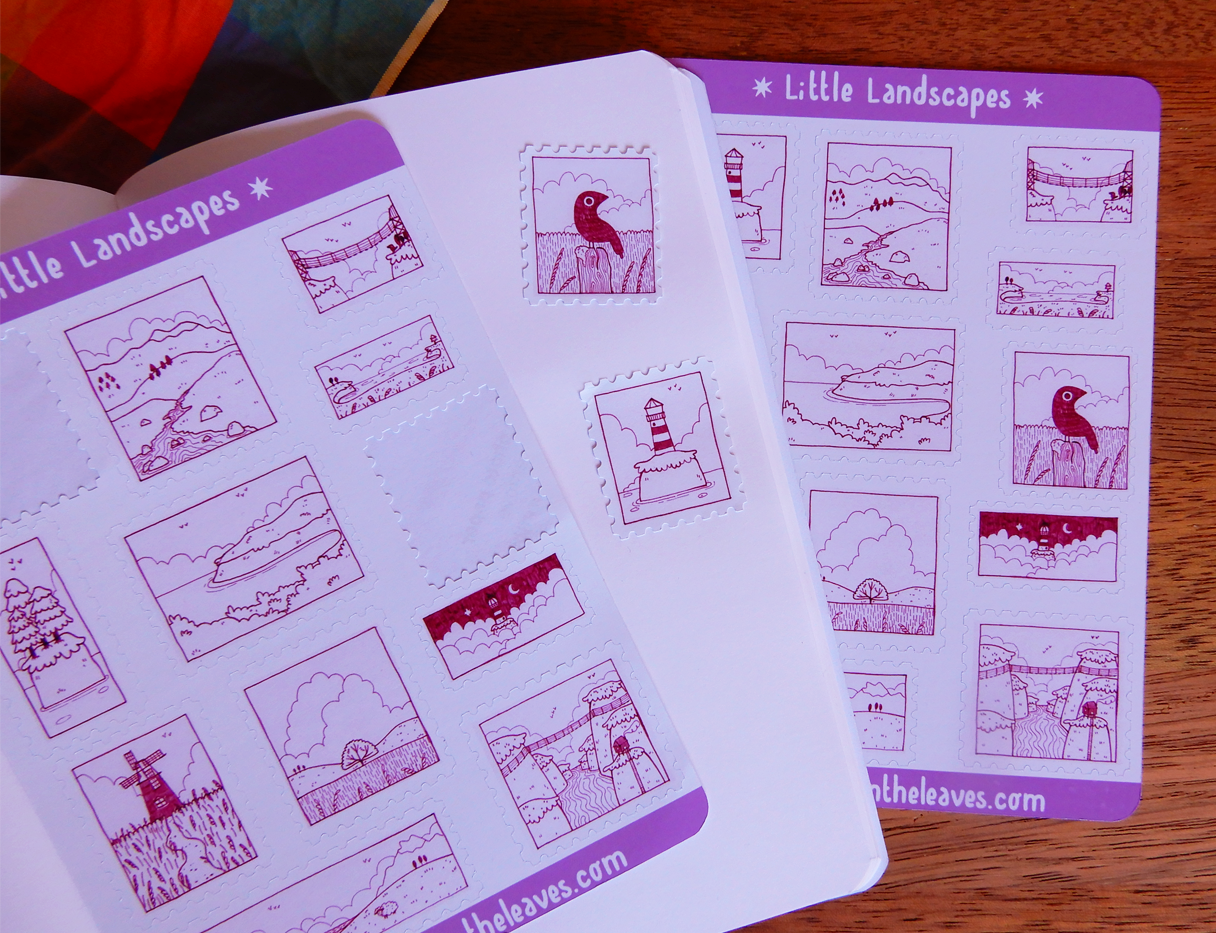 Little Landscapes stamp sticker sheet