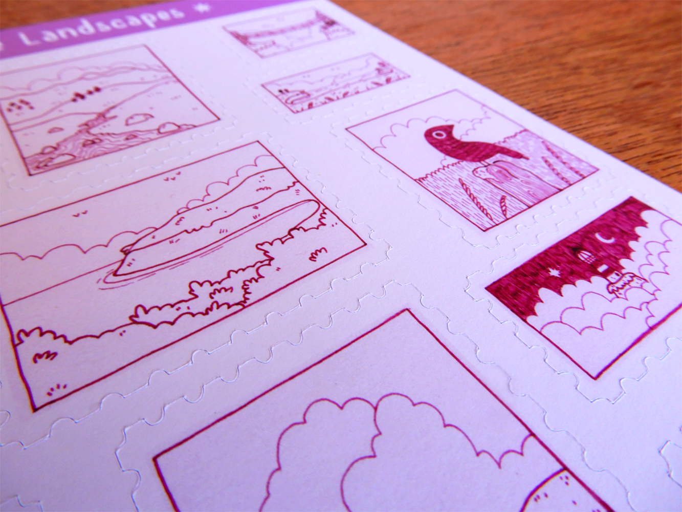 Little Landscapes stamp sticker sheet