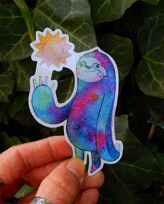 Sunny Sloth holographic sticker