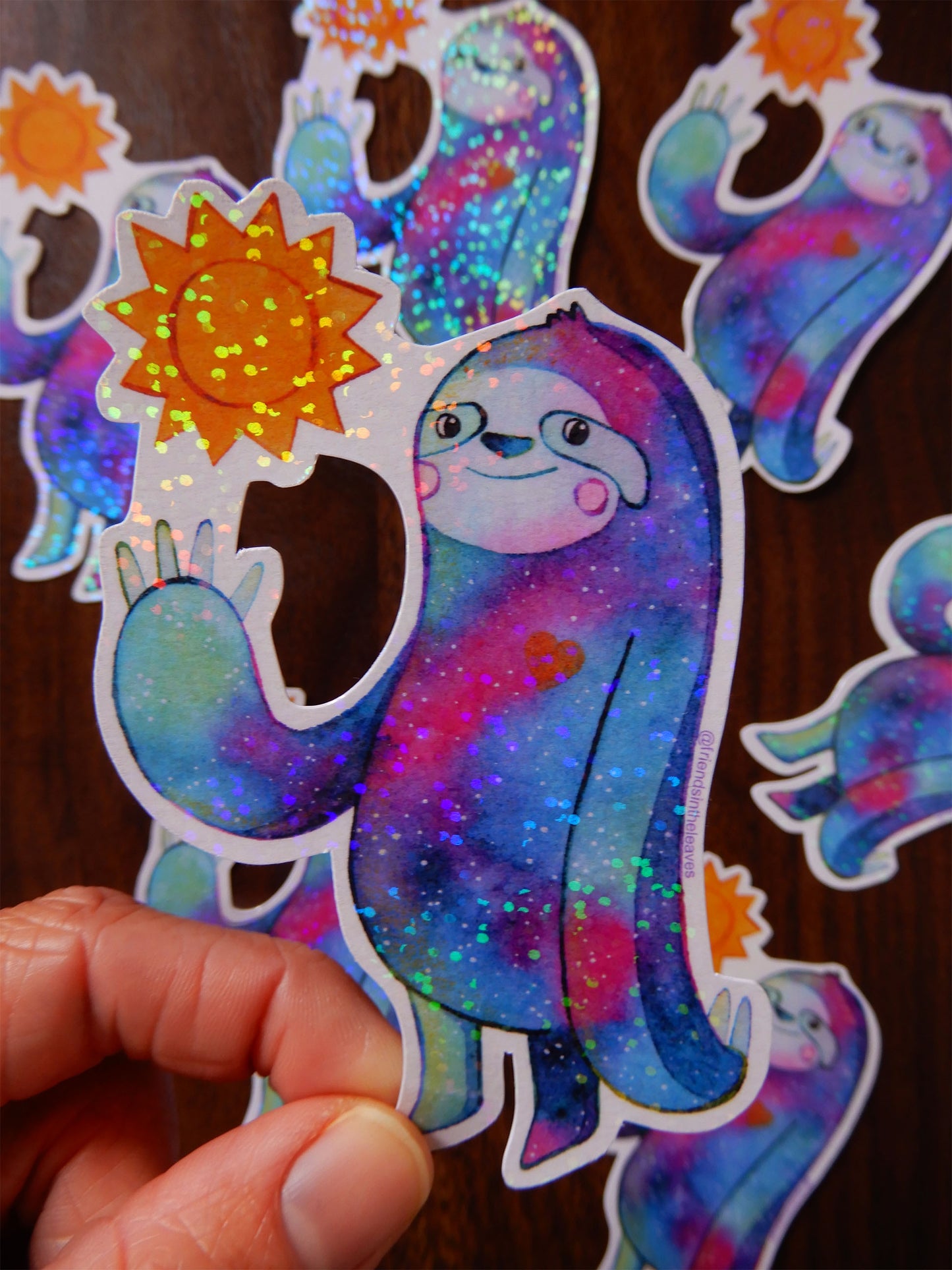 Sunny Sloth holographic sticker