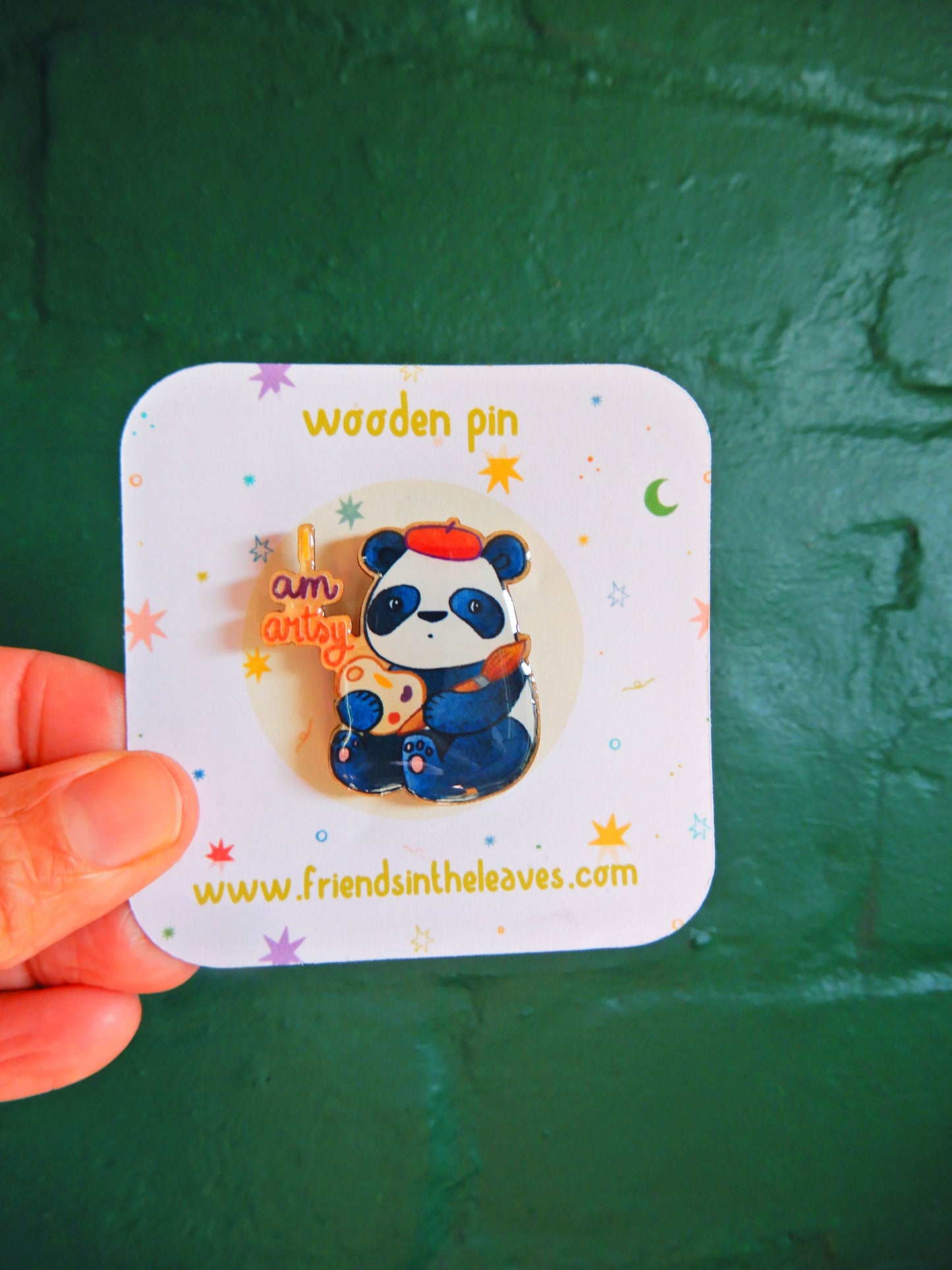 I am Artsy Panda wooden pin