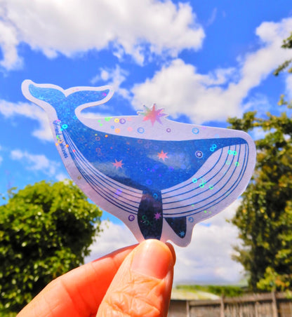 Bubble Whale Holographic Sticker