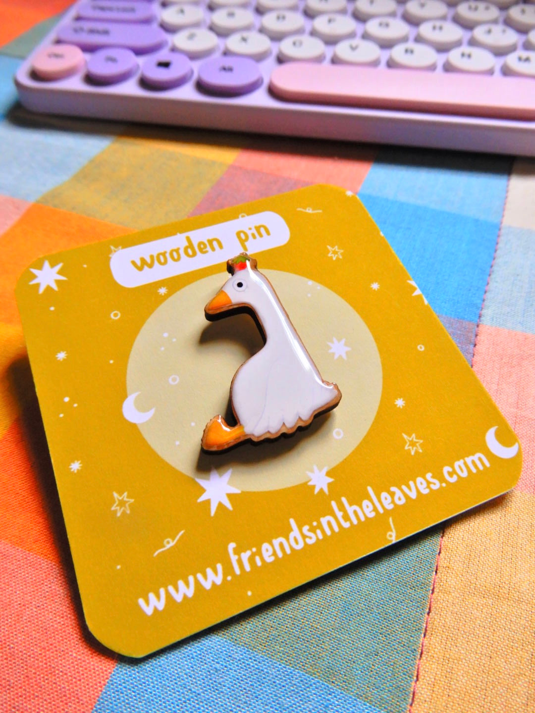 Confused Goose wooden pin