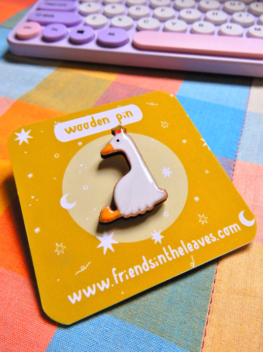 Confused Goose wooden pin