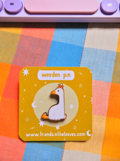 Confused Goose wooden pin