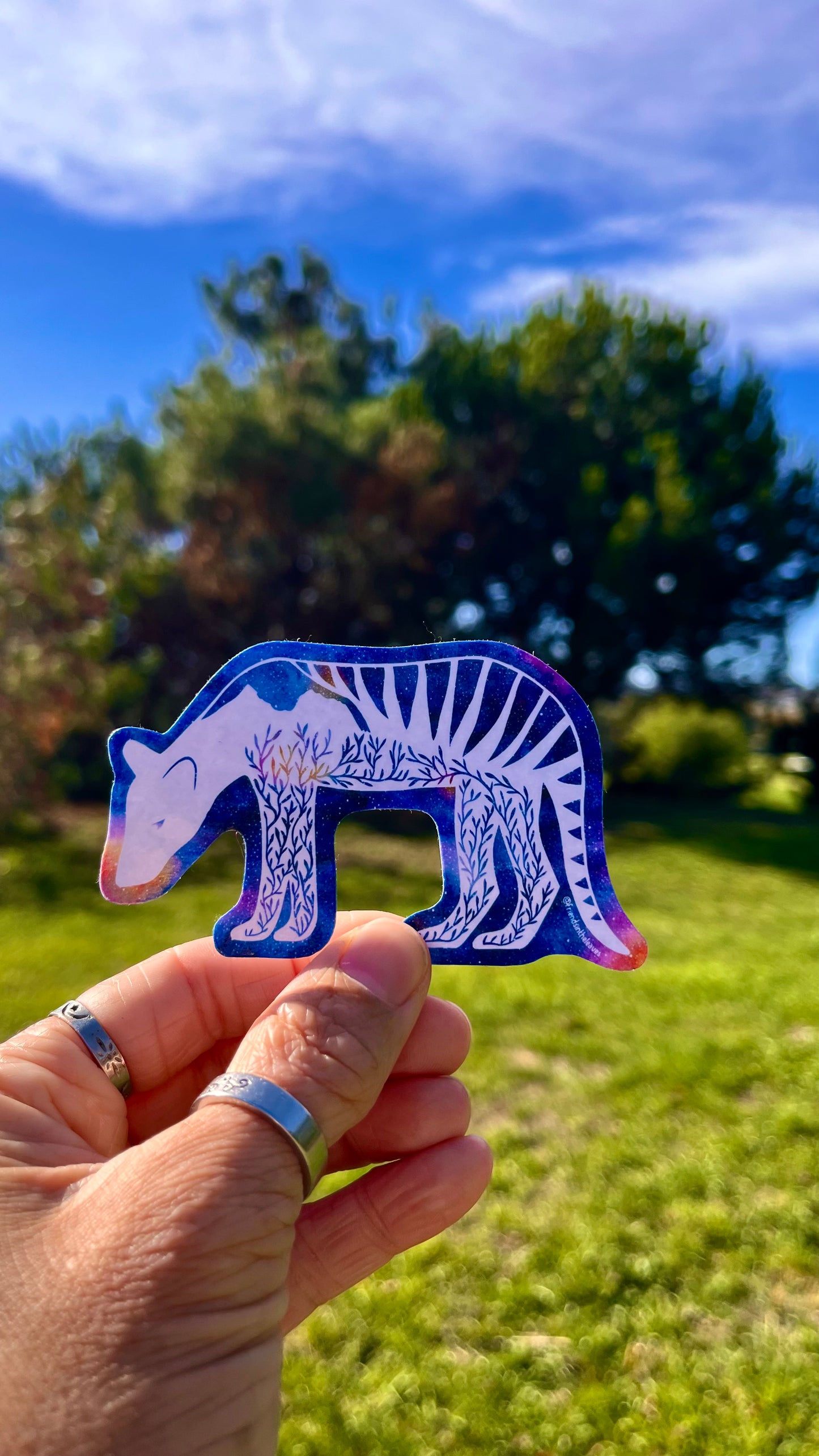 Tasmanian Tiger and Cradle Mountain glossy sticker