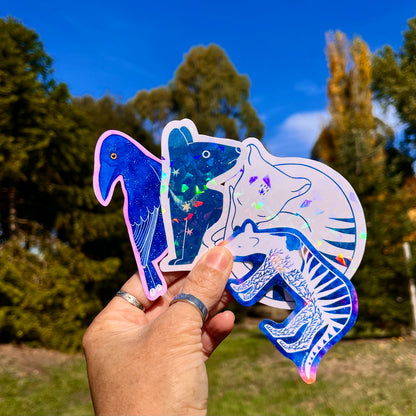 Tasmanian Tiger and Cradle Mountain glossy sticker