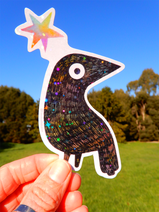 Starry Crow holographic sticker