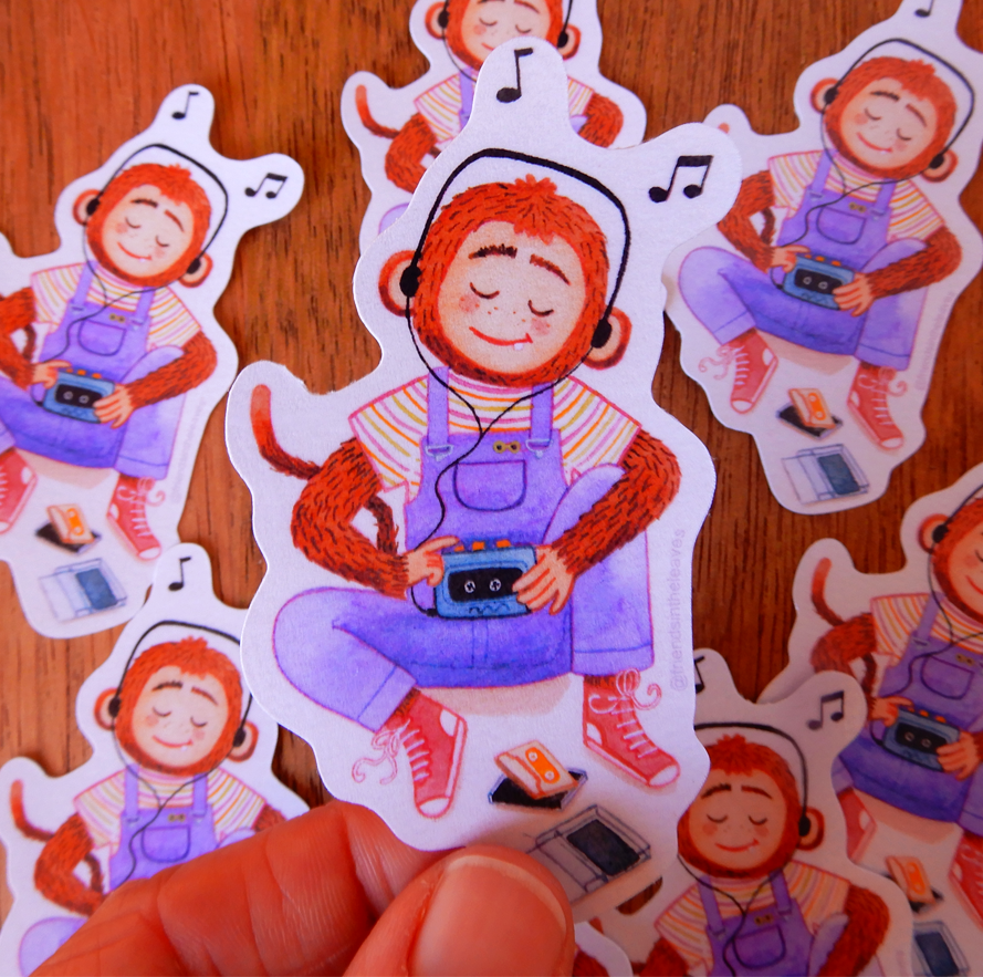 90's Monkey glossy sticker