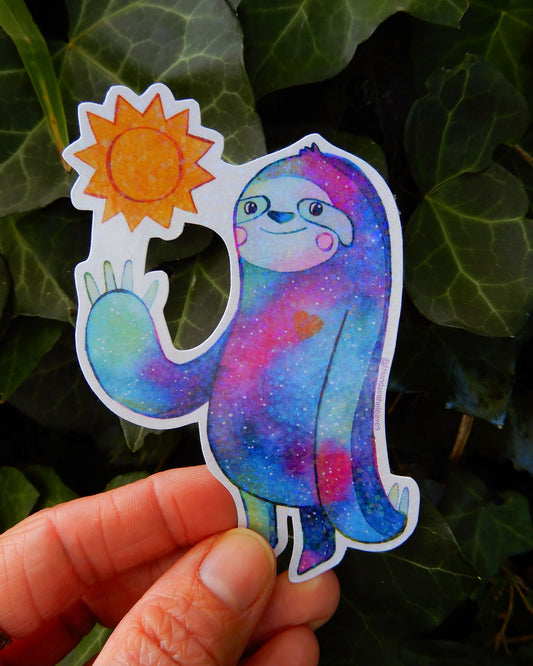 Sunny Sloth holographic sticker