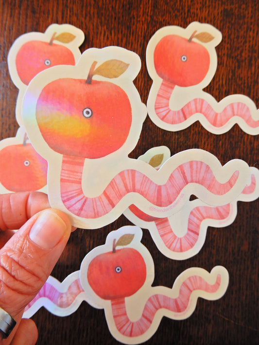 Clumsy Worm holographic sticker