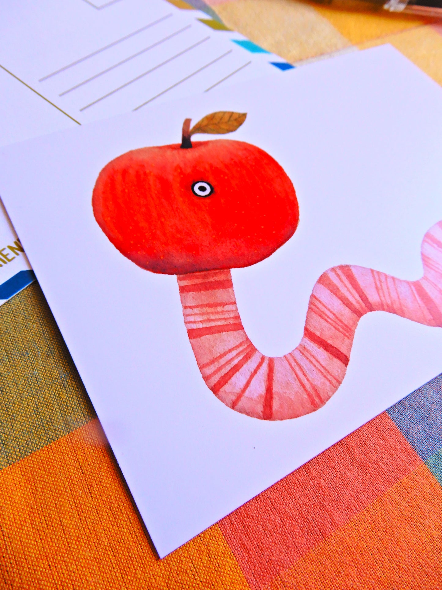 Illustrated Worm postcard