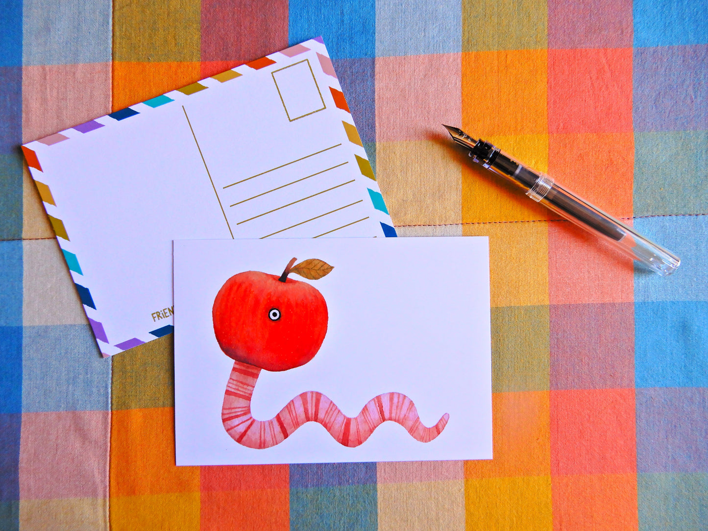 Illustrated Worm postcard