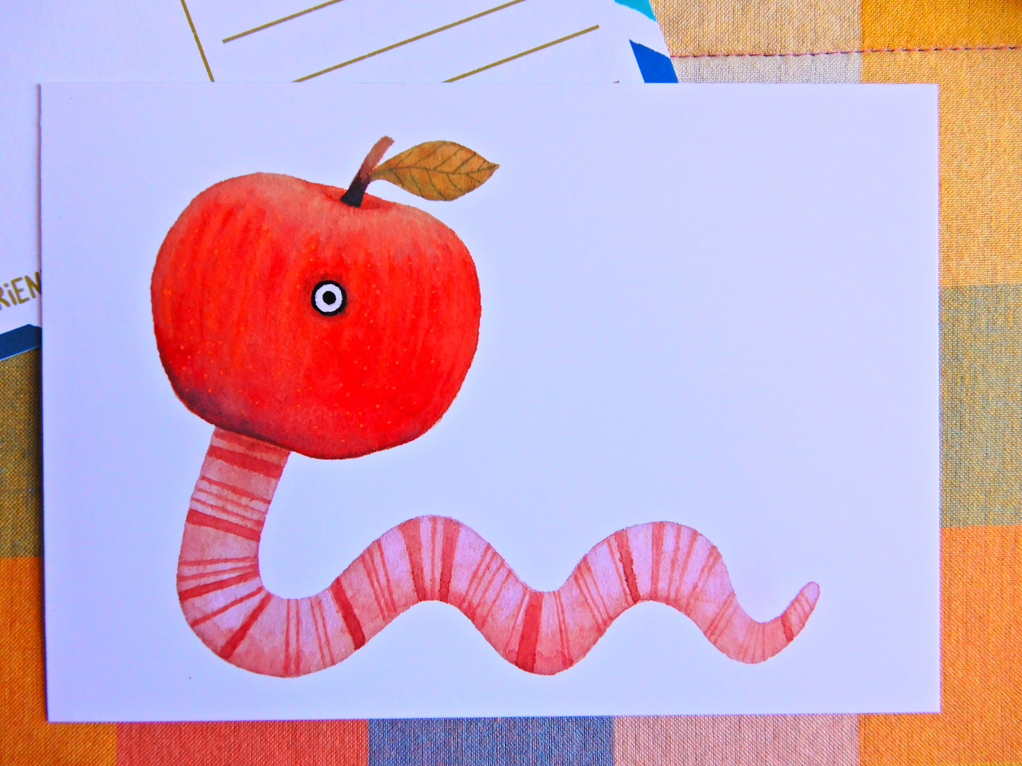 Illustrated Worm postcard