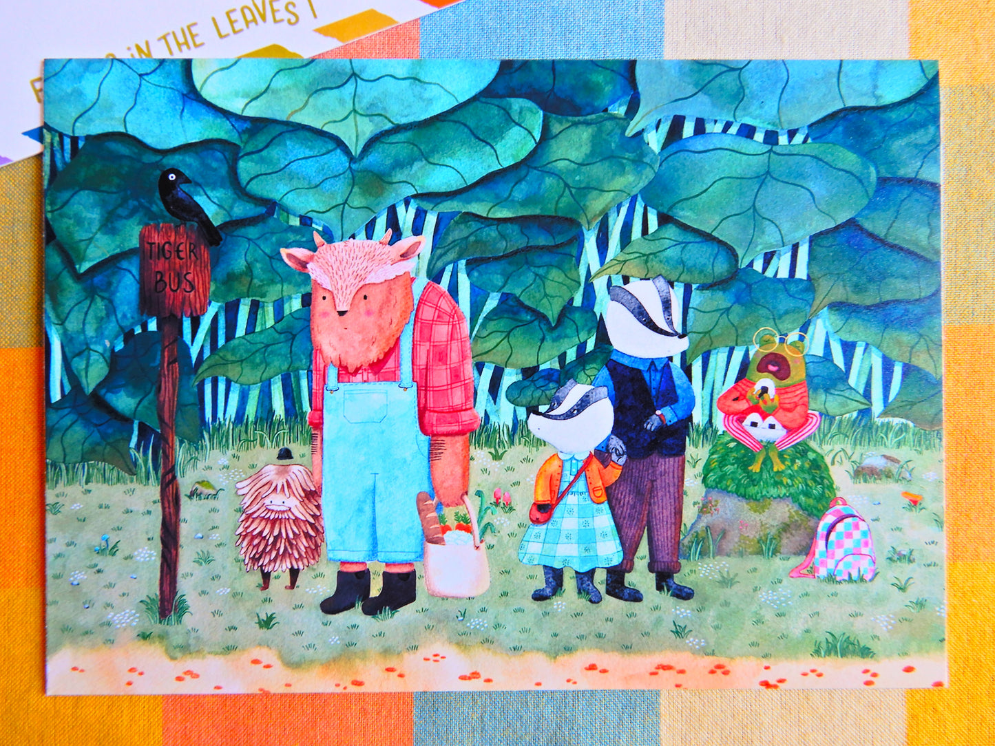 Illustrated Postcard - Waiting for the Bus