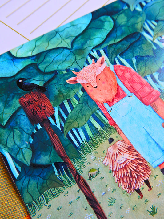 Illustrated Postcard - Waiting for the Bus