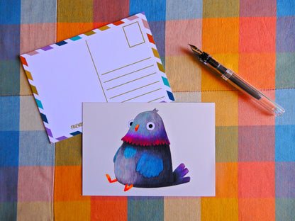 Illustrated Perplexed Pigeon postcard