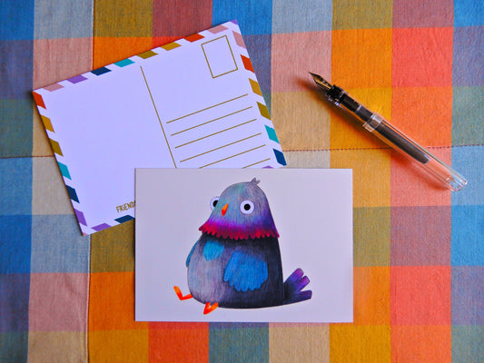 Illustrated Perplexed Pigeon postcard