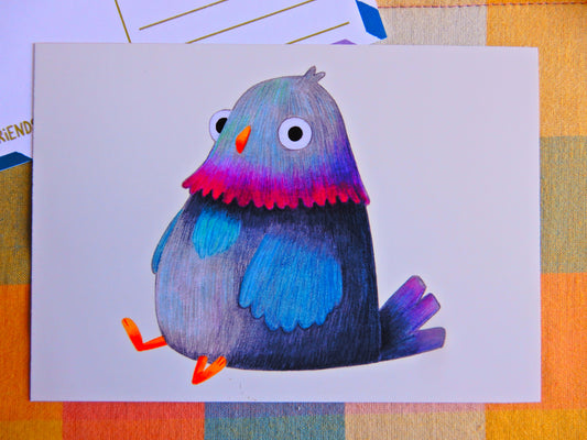 Illustrated Perplexed Pigeon postcard