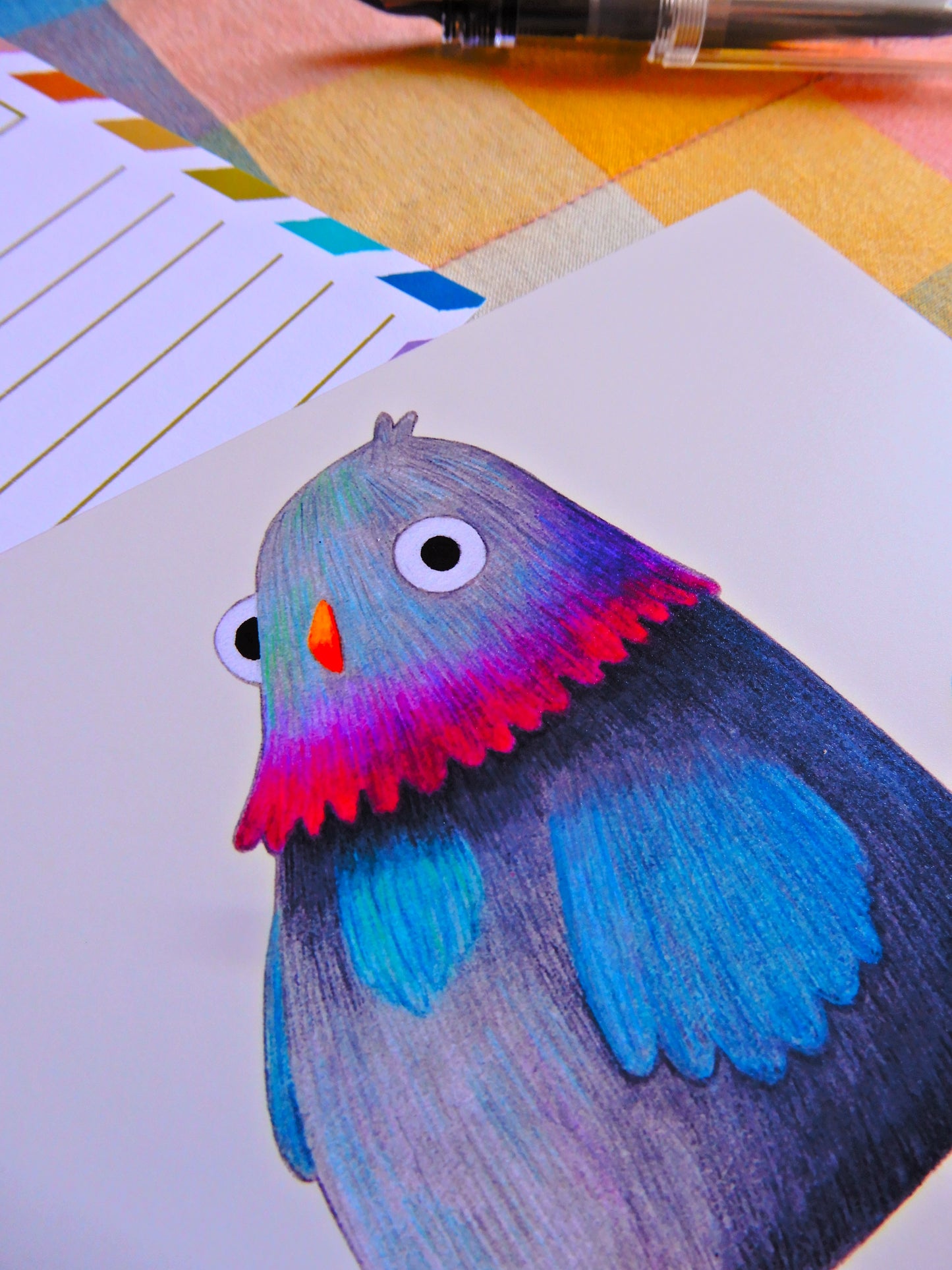 Illustrated Perplexed Pigeon postcard