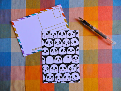 Illustrated Pandas postcard