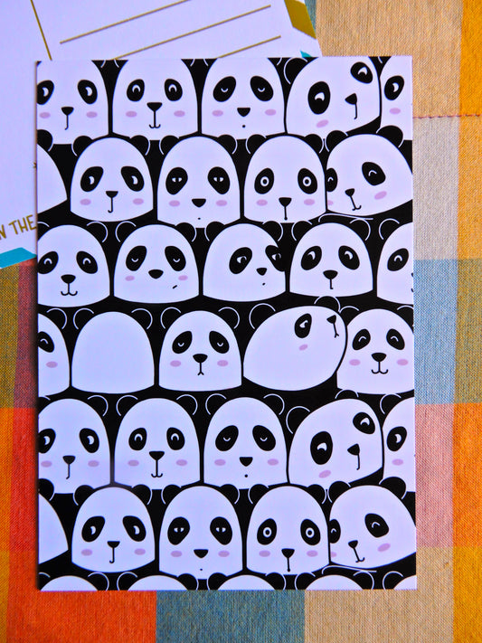 Illustrated Pandas postcard