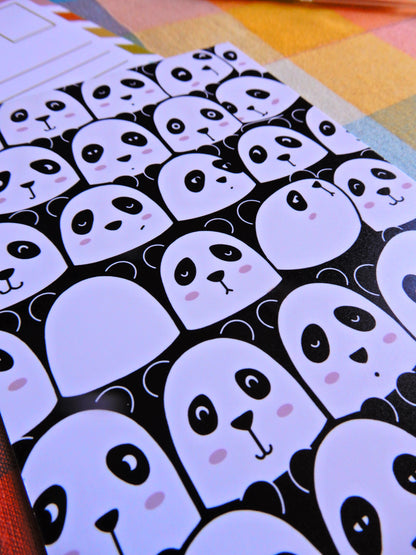 Illustrated Pandas postcard
