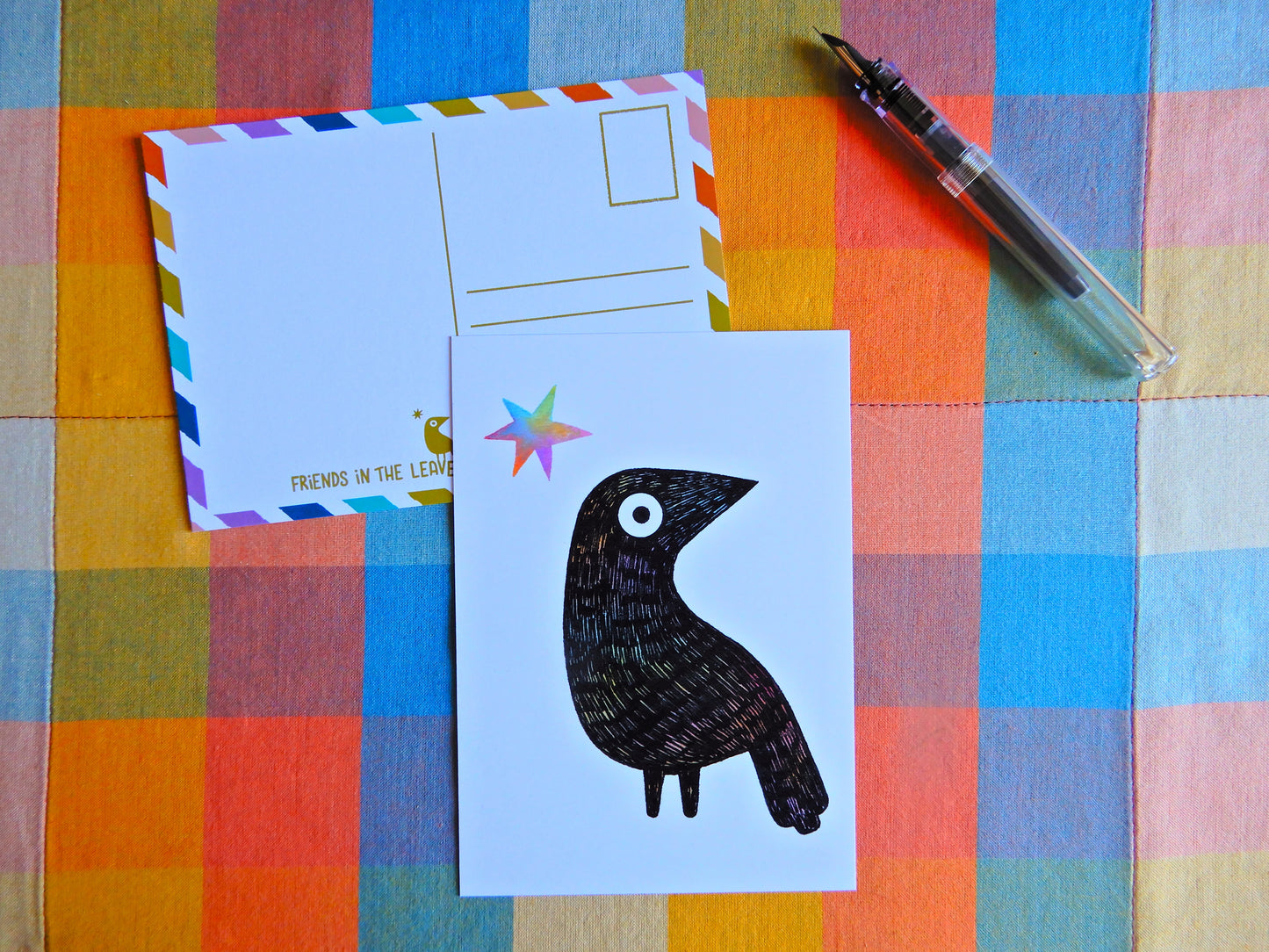 Illustrated Crow postcard