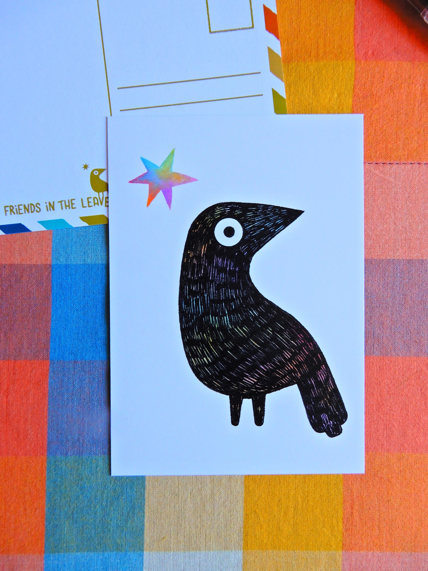 Illustrated Crow postcard