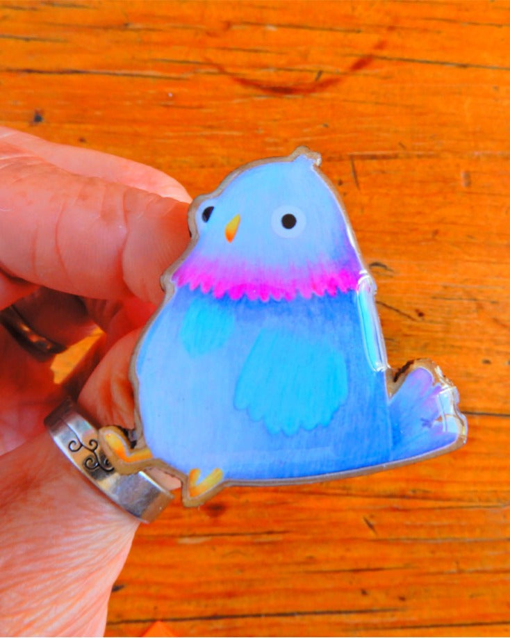 Perplexed Pigeon wooden pin