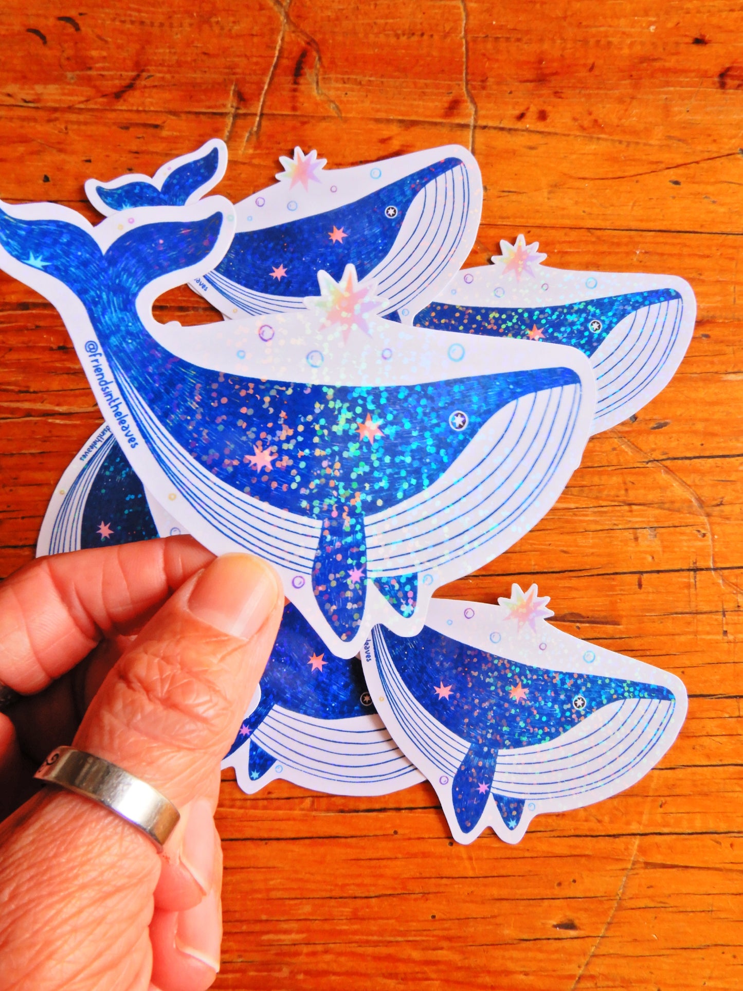 Bubble Whale holographic sticker