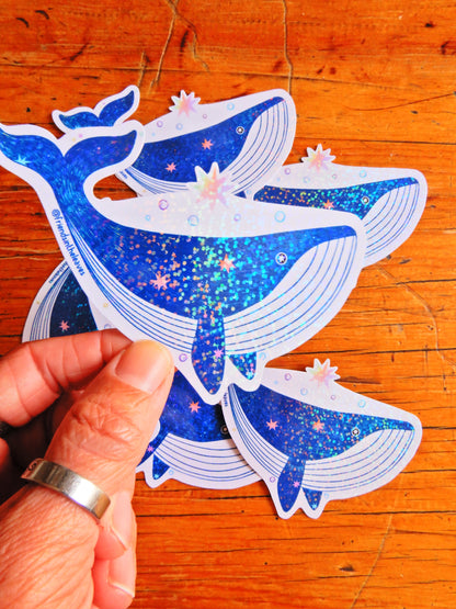 Bubble Whale holographic sticker