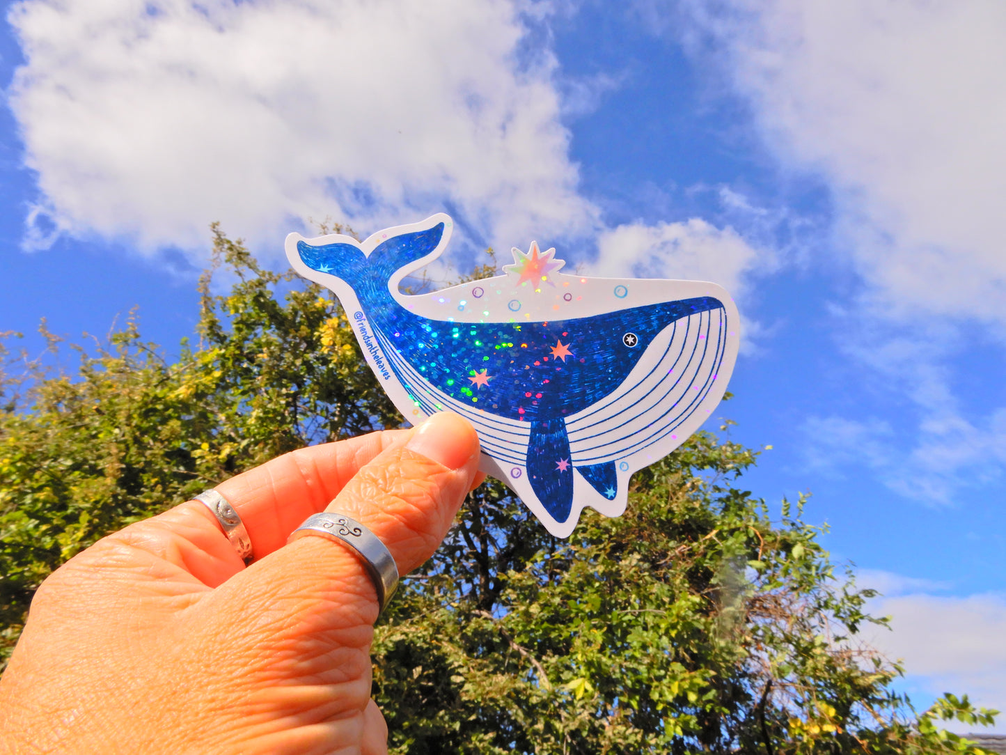 Bubble Whale holographic sticker