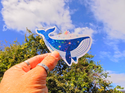Bubble Whale holographic sticker