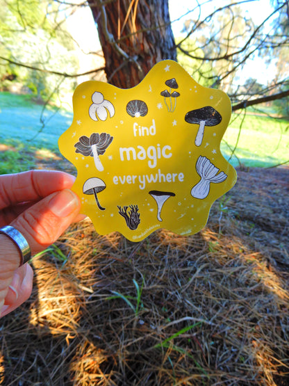 Green Fungi Mushrooms glossy sticker