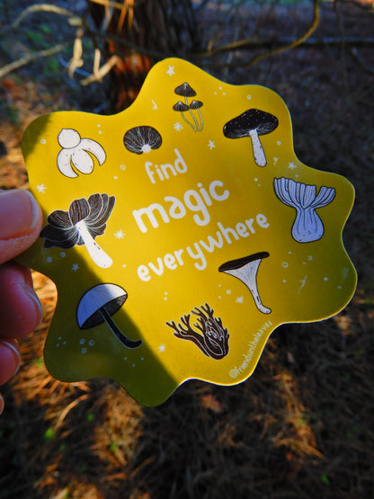 Green Fungi Mushrooms glossy sticker