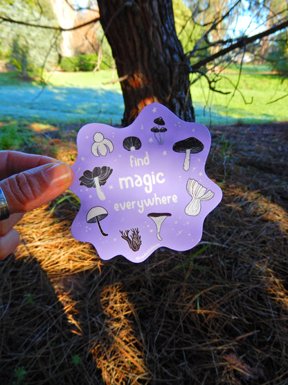Purple Fungi Mushrooms glossy sticker