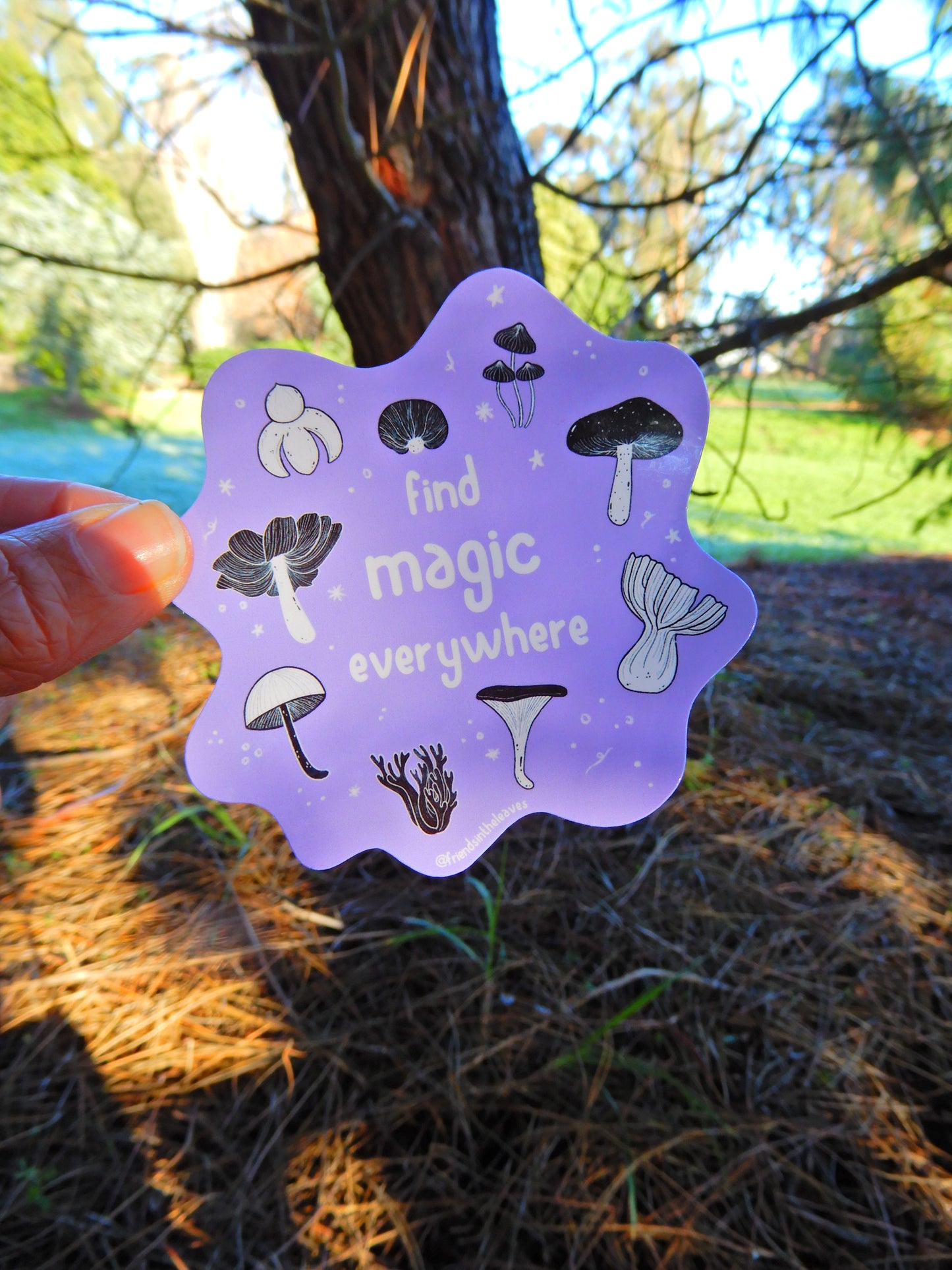 Purple Fungi Mushrooms glossy sticker