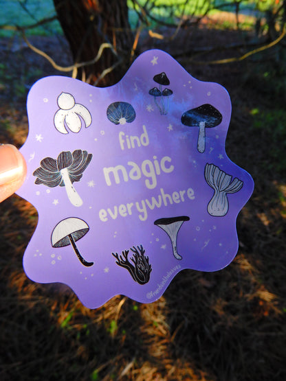 Purple Fungi Mushrooms glossy sticker