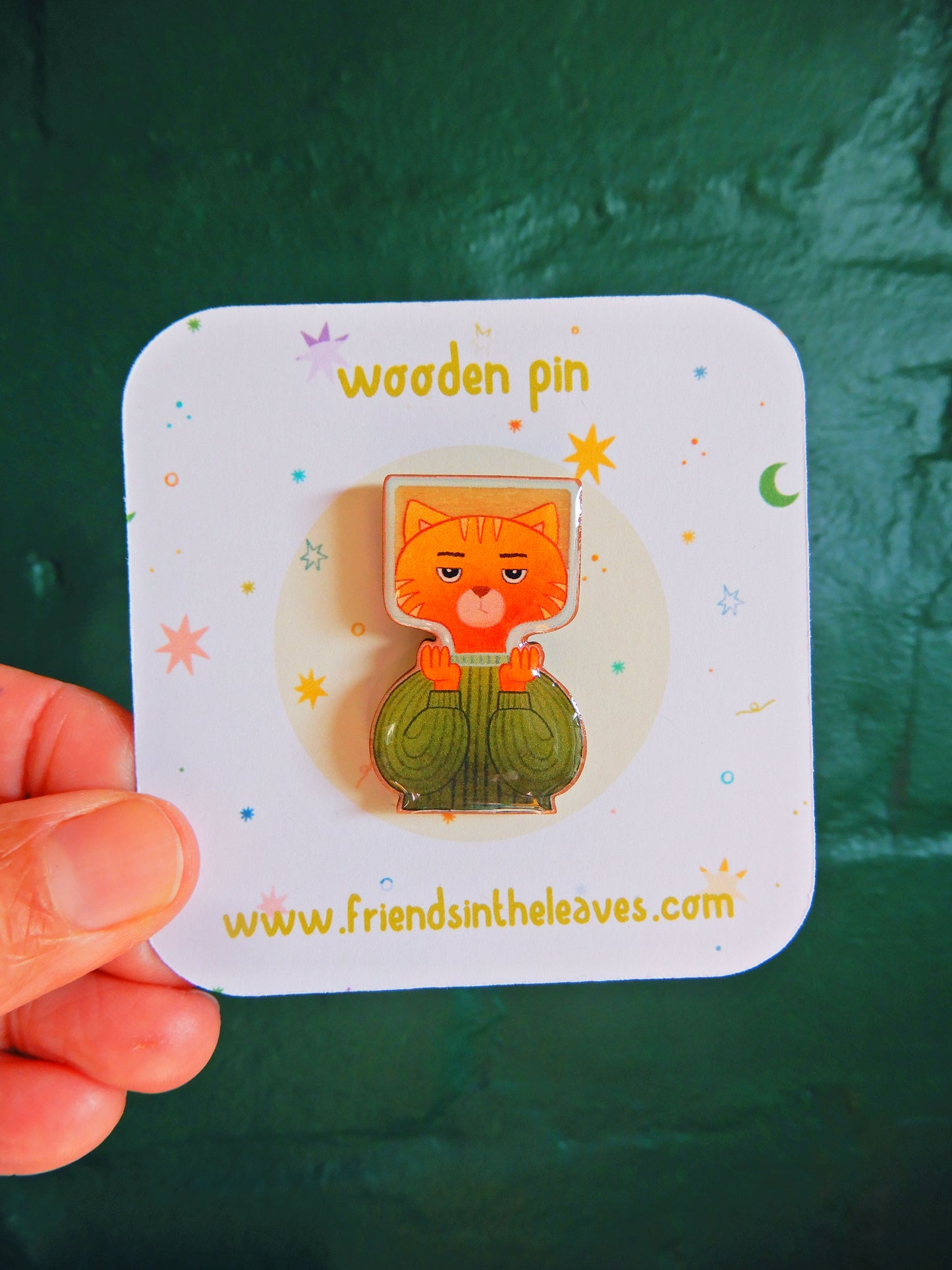 Cat in a Bottle wooden pin