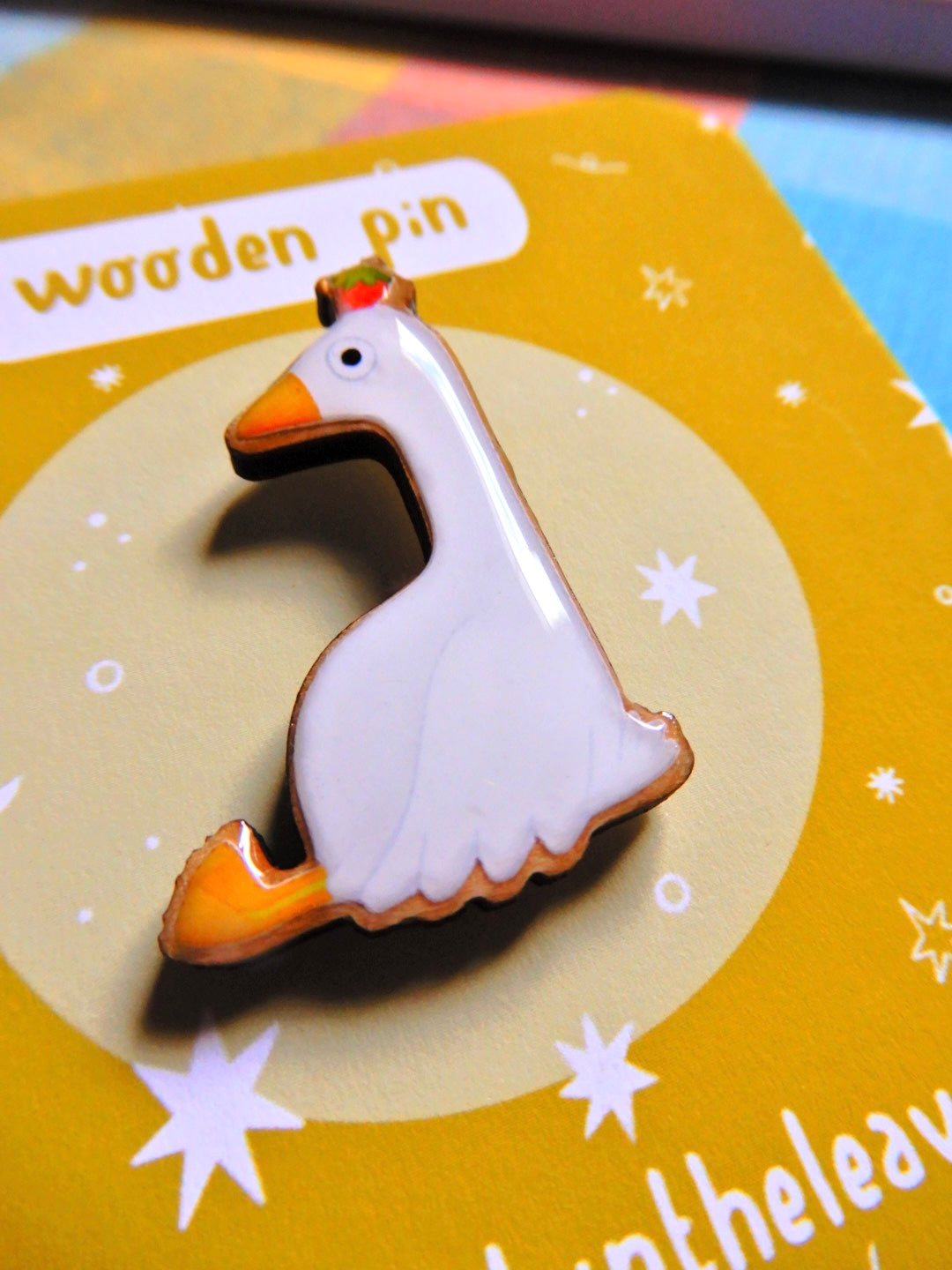 Confused Goose wooden pin