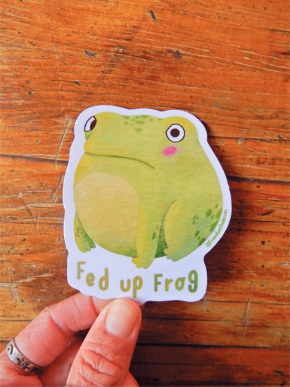 Fed up Frog glossy sticker