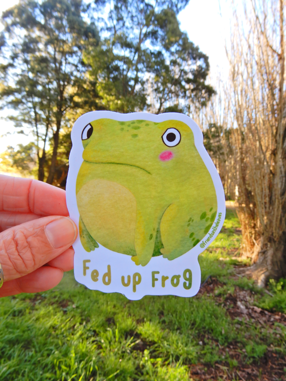 Fed up Frog glossy sticker