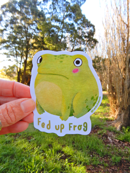 Fed up Frog glossy sticker