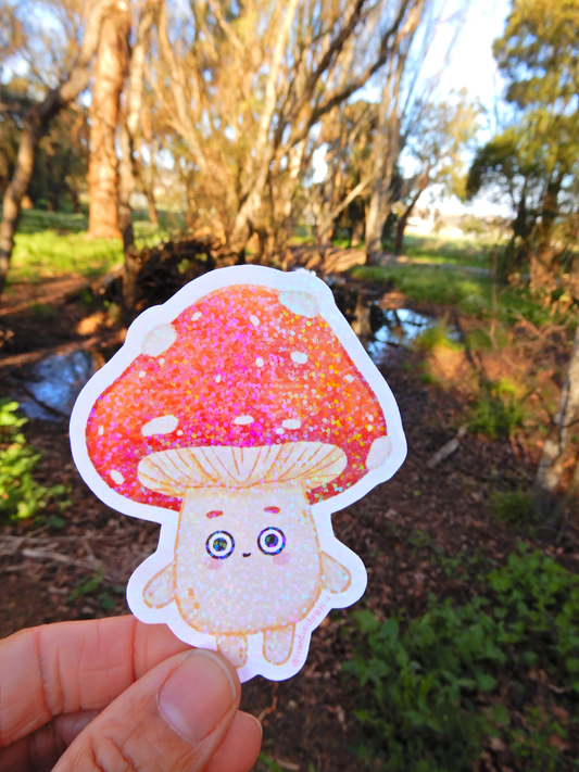 Gus the Mushroom holographic sticker