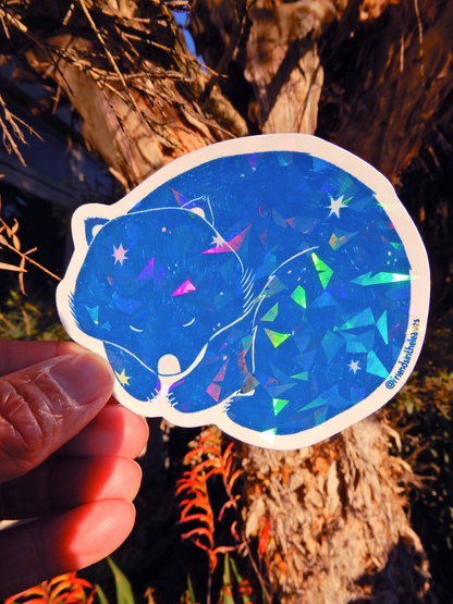 Sleepy Wombat holographic sticker