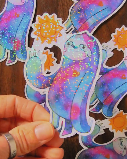 Sunny Sloth holographic sticker